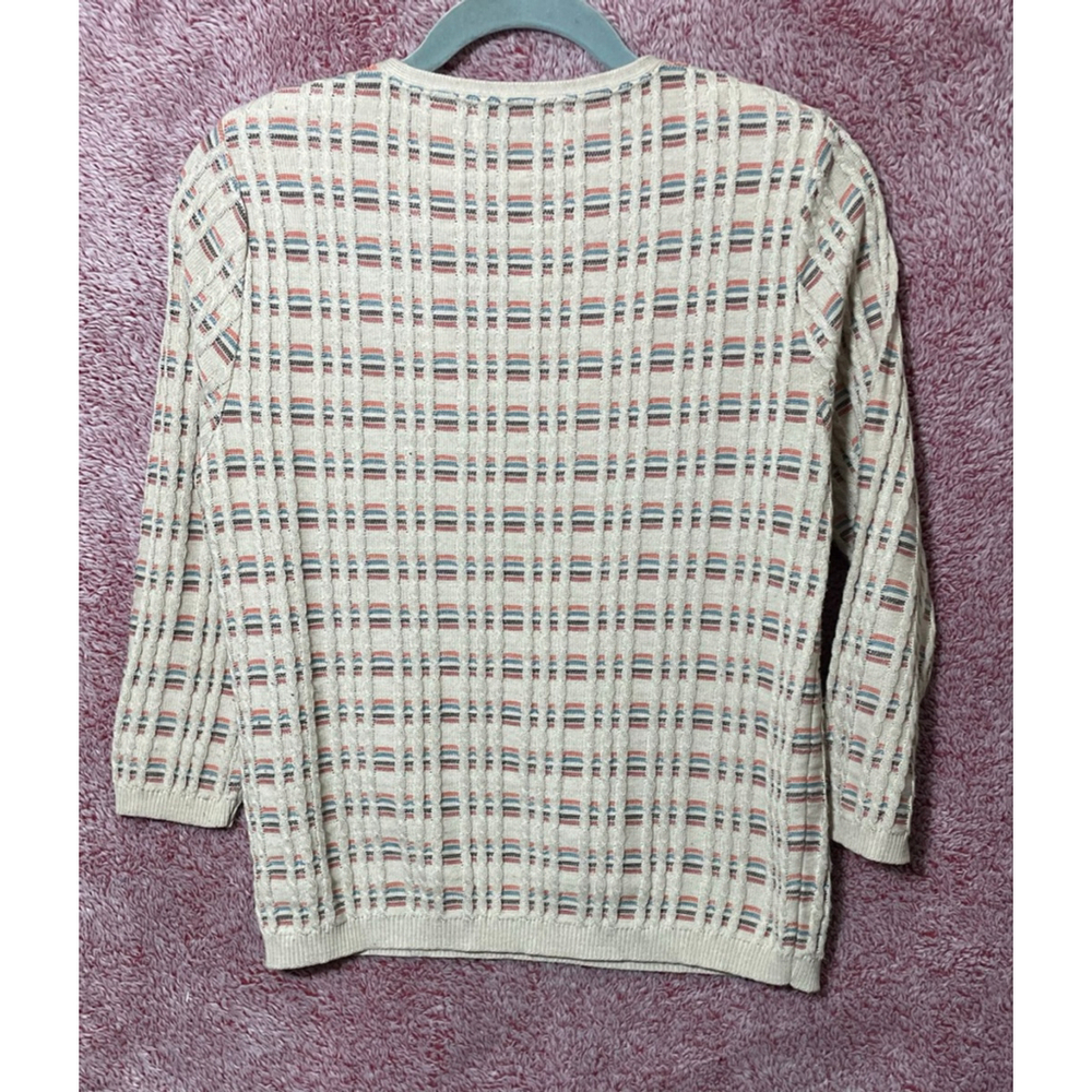 Women's Alfred Dunner Petite Crew Neck Sweater Beige Multicolor PL - Picture 6 of 7
